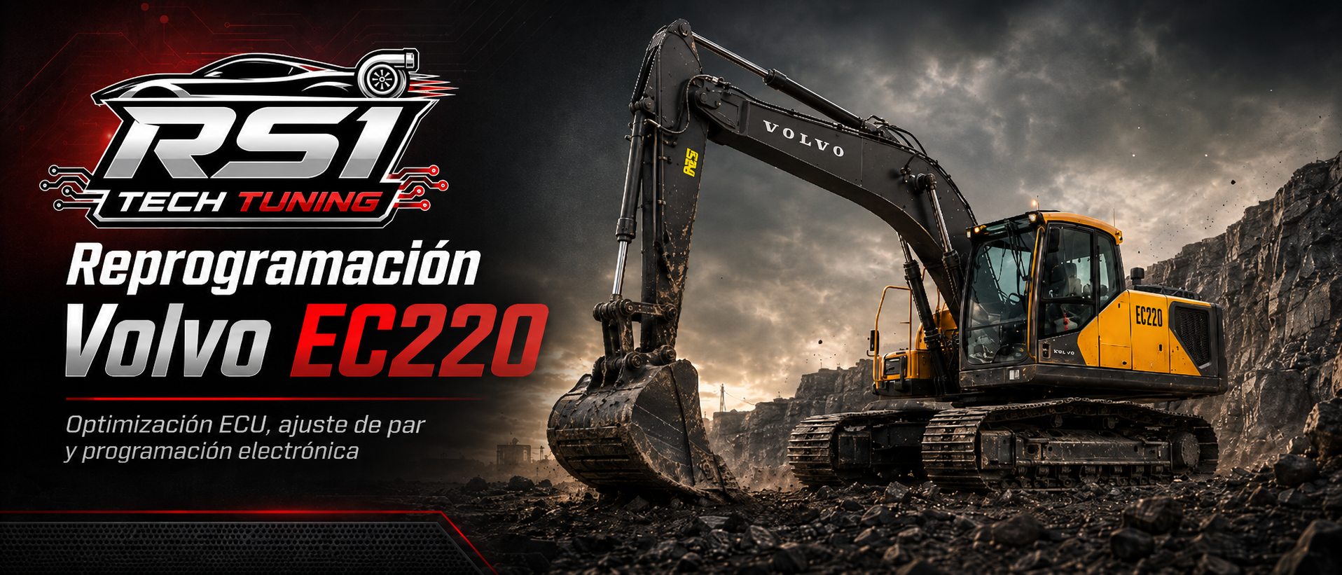 Reprogramación Volvo EC220 con optimización ECU y ajuste de par