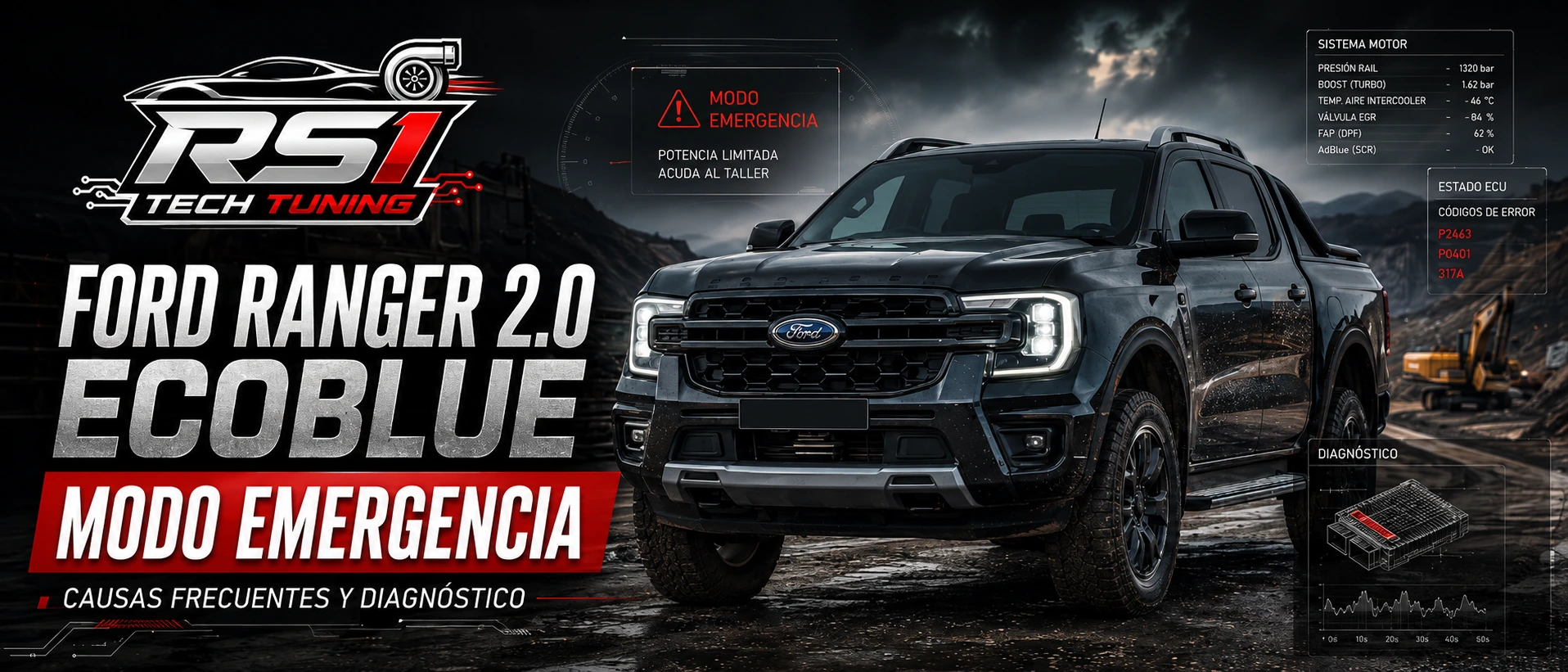 Ford Ranger 2.0 EcoBlue modo emergencia con pérdida de potencia y diagnóstico electrónico