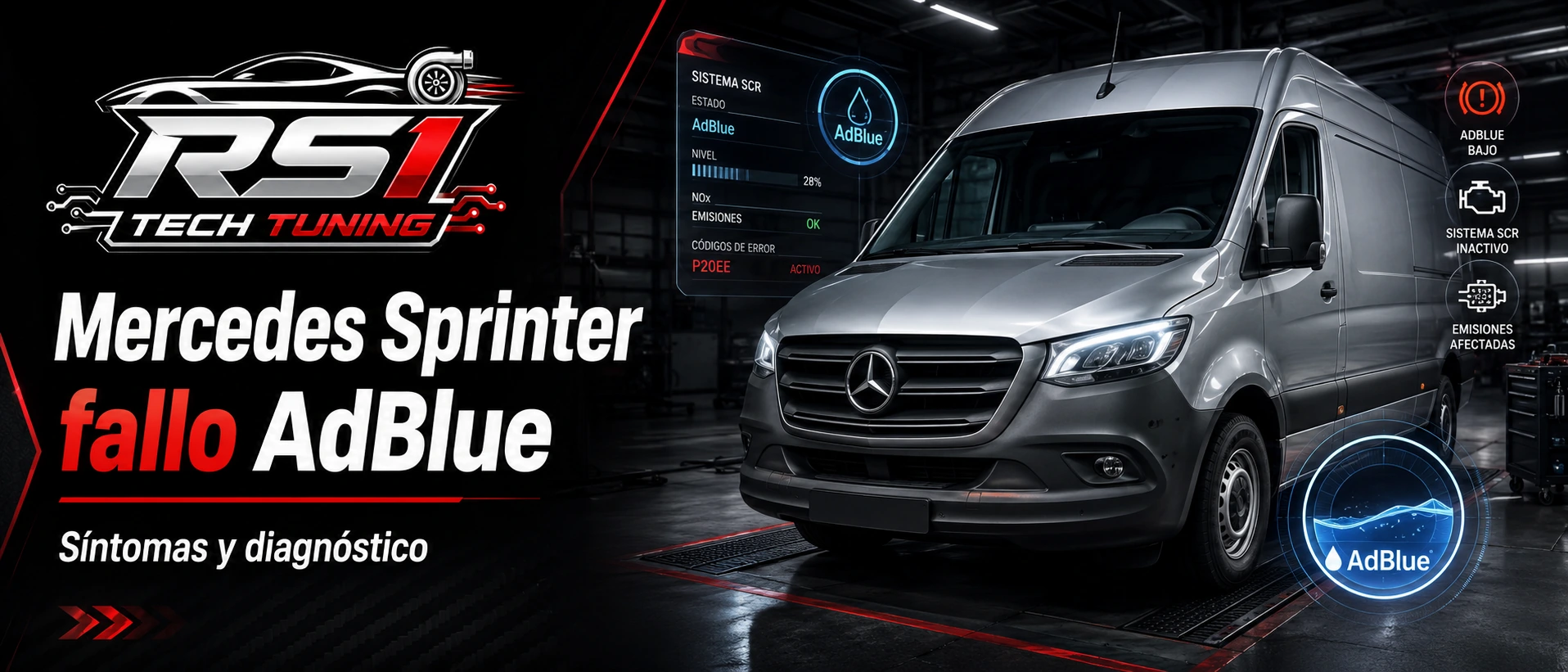 Mercedes Sprinter fallo AdBlue con cuenta atrás, pérdida de potencia y diagnóstico SCR