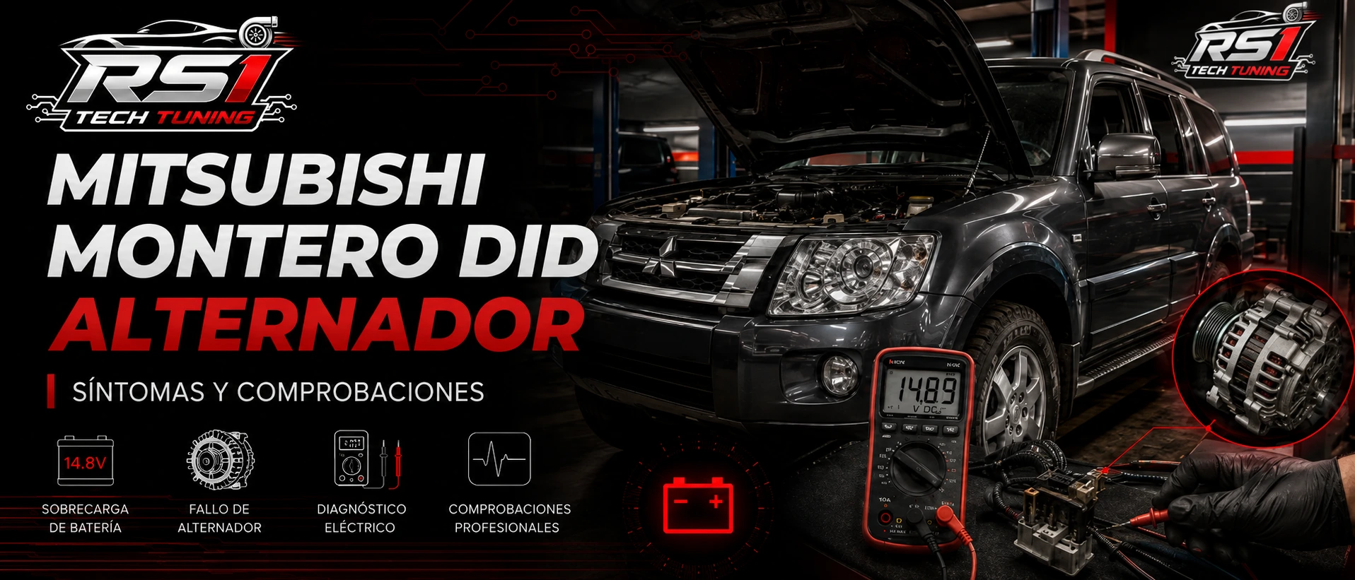 Mitsubishi Montero DID alternador con luz de batería, sobrecarga y diagnóstico eléctrico