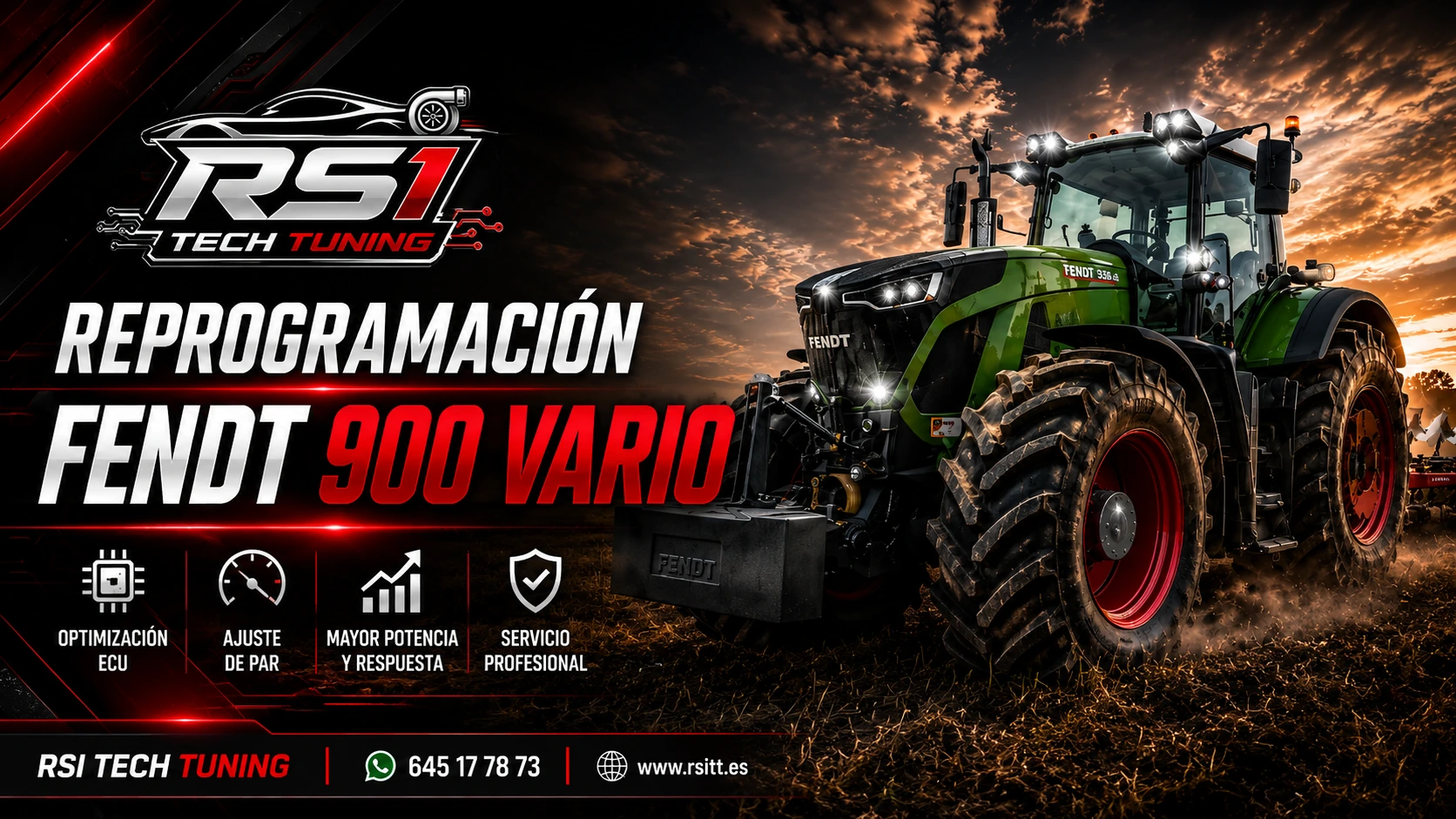 Reprogramación Fendt 900 Vario con optimización ECU y ajuste de par