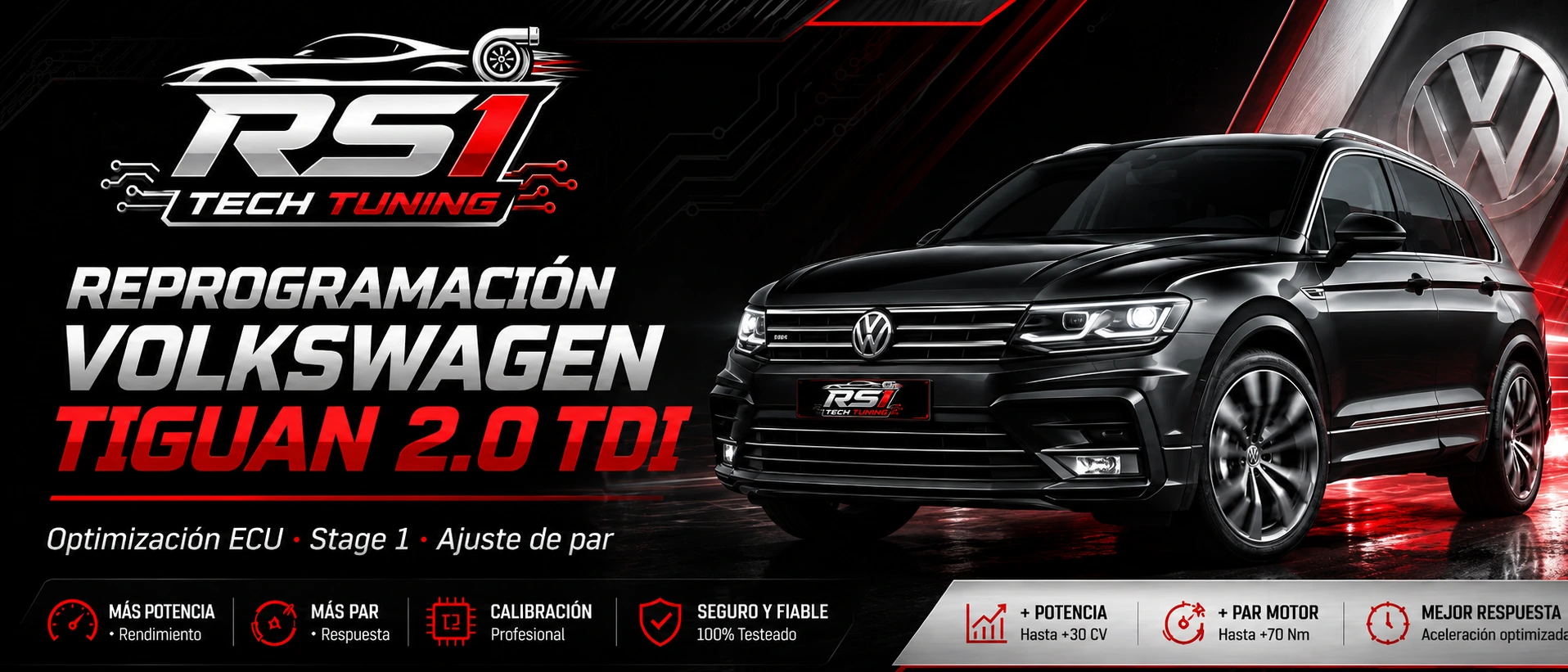 Reprogramación Volkswagen Tiguan 2.0 TDI con optimización ECU y programación TCU DSG
