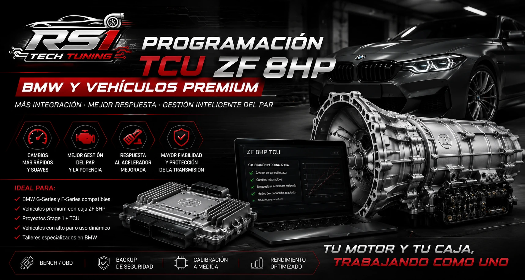 Programación TCU ZF 8HP BMW y vehículos premium con ajuste electrónico de caja automática