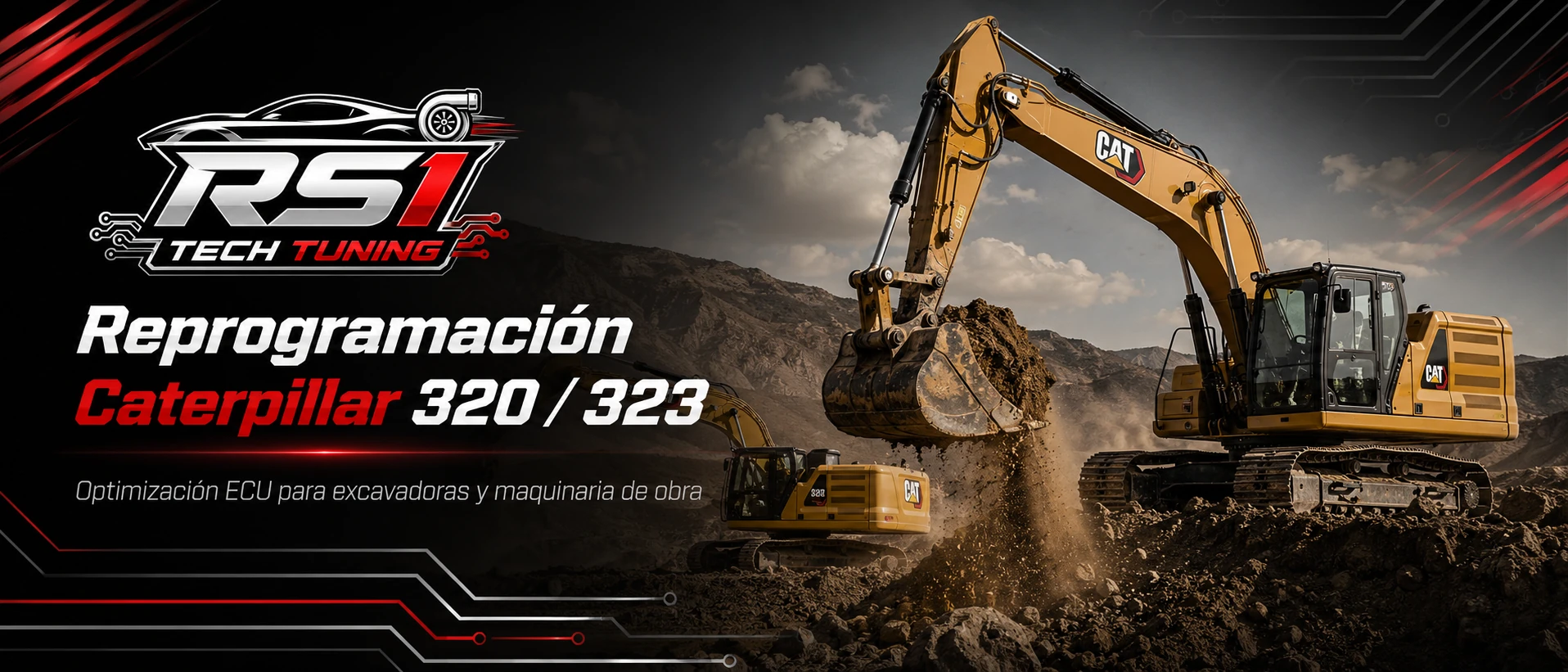 Reprogramación Caterpillar 320 y 323 con optimización ECU y ajuste de par
