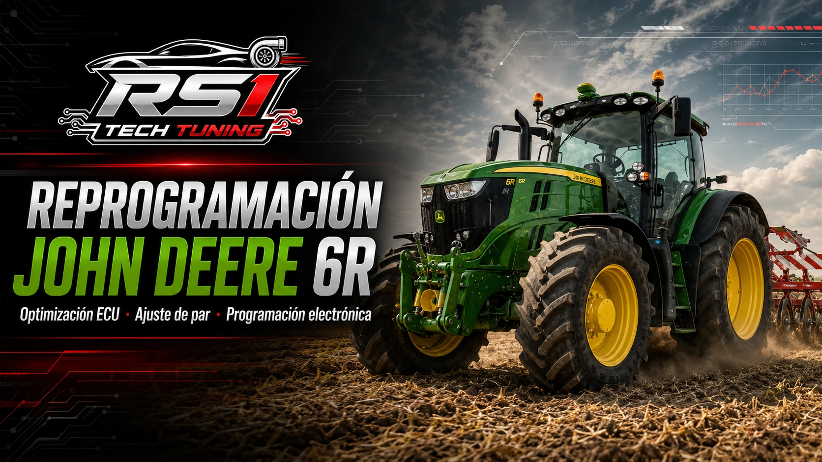 Reprogramación John Deere 6R con optimización ECU y ajuste de par