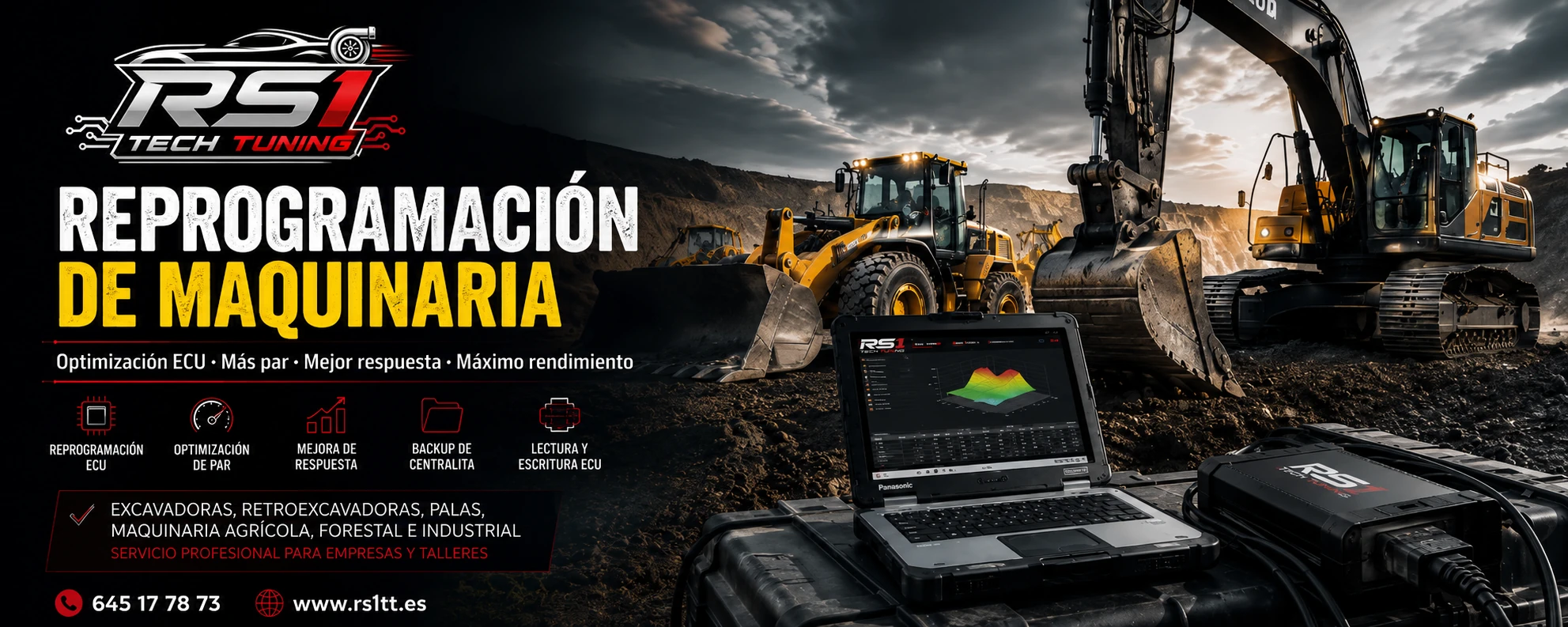 Reprogramación de maquinaria industrial y obra pública con optimización ECU