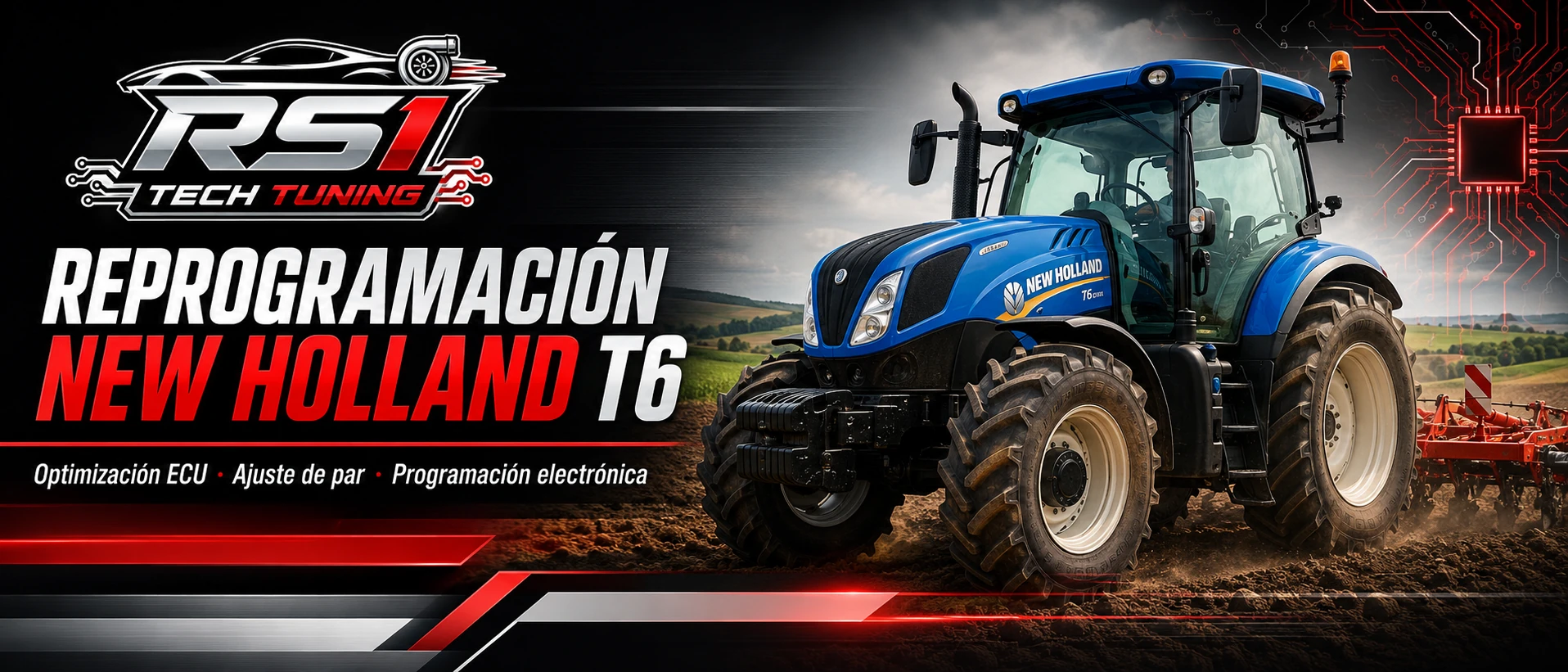 Reprogramación New Holland T6 con optimización ECU y ajuste de par